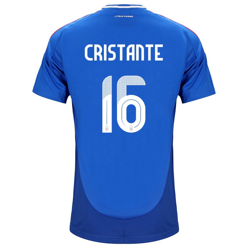 Uomo Maglia Italia Bryan Cristante #16 Blu Kit Gara Home 24-26 Maglietta