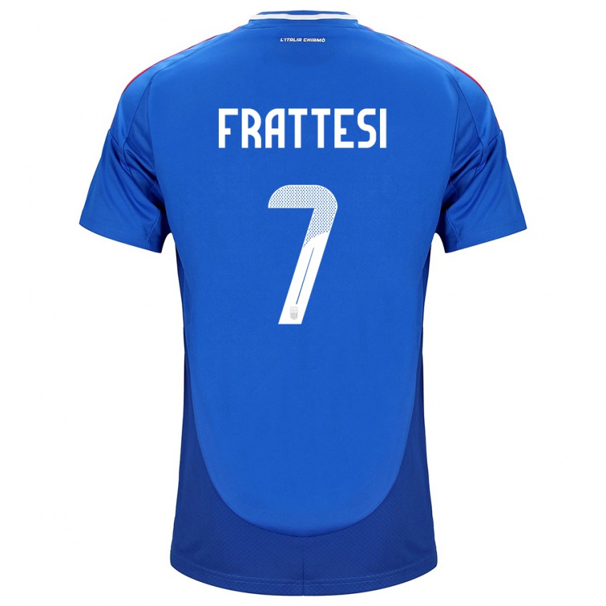 Uomo Maglia Italia Davide Frattesi #7 Blu Kit Gara Home 24-26 Maglietta