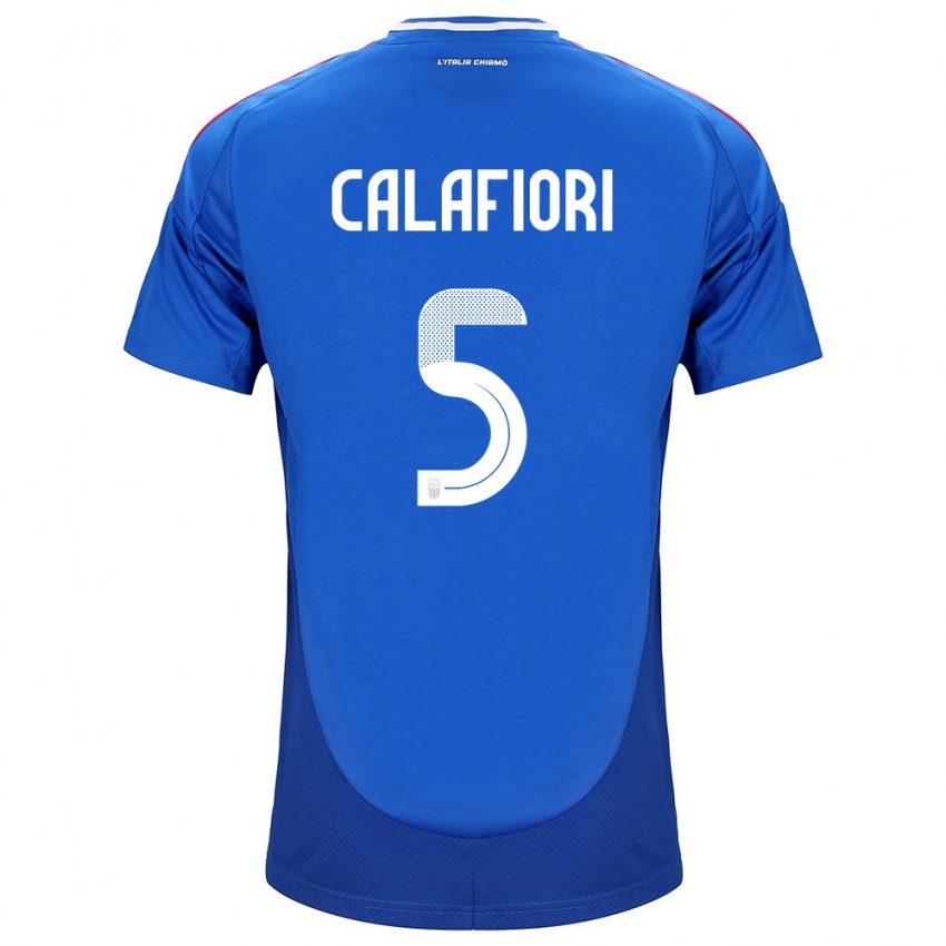 Uomo Maglia Italia Riccardo Calafiori #5 Blu Kit Gara Home 24-26 Maglietta