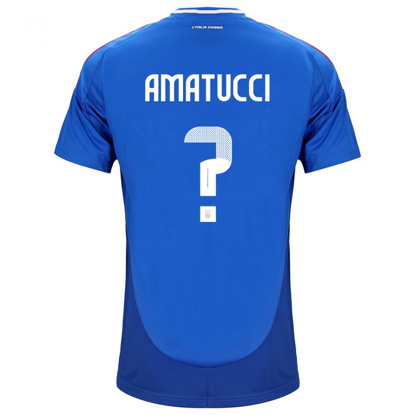 Uomo Maglia Italia Lorenzo Amatucci #0 Blu Kit Gara Home 24-26 Maglietta