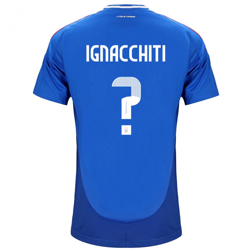 Uomo Maglia Italia Lorenzo Ignacchiti #0 Blu Kit Gara Home 24-26 Maglietta