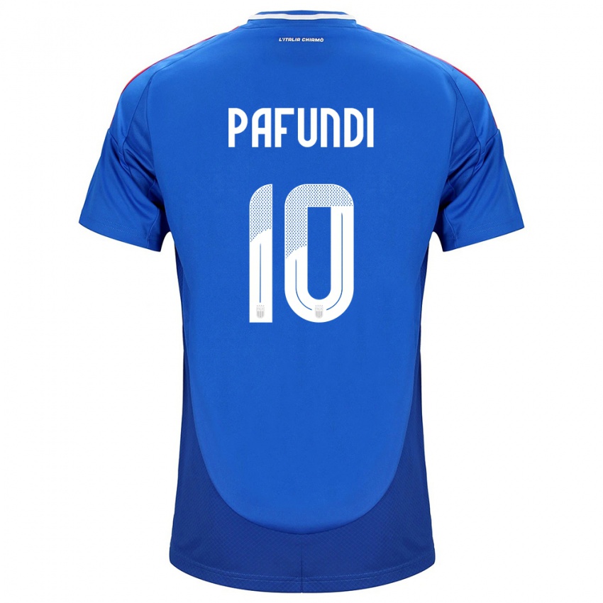 Uomo Maglia Italia Simone Pafundi #10 Blu Kit Gara Home 24-26 Maglietta