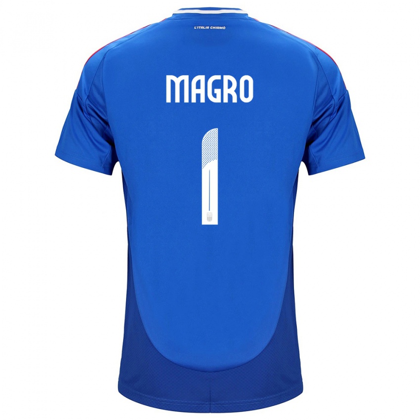 Uomo Maglia Italia Federico Magro #1 Blu Kit Gara Home 24-26 Maglietta