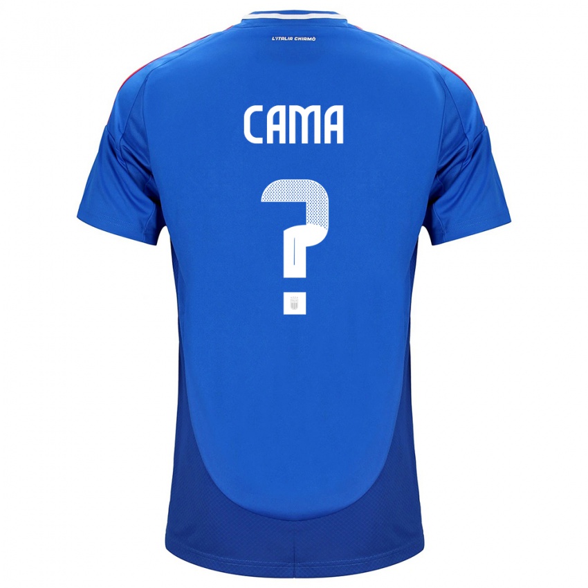 Uomo Maglia Italia Cristian Cama #0 Blu Kit Gara Home 24-26 Maglietta