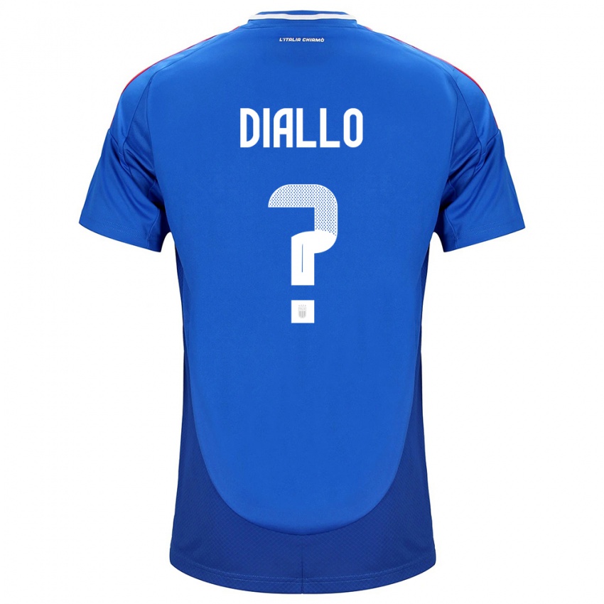 Uomo Maglia Italia Djibril Diallo #0 Blu Kit Gara Home 24-26 Maglietta