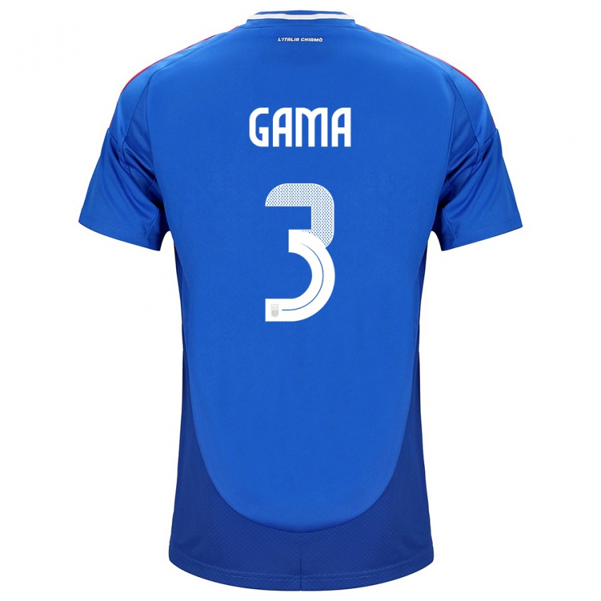 Uomo Maglia Italia Sara Gama #3 Blu Kit Gara Home 24-26 Maglietta