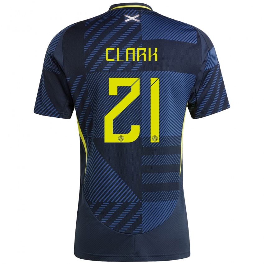 Uomo Maglia Scotland Zander Clark #21 Blu Scuro Kit Gara Home 24-26 Maglietta