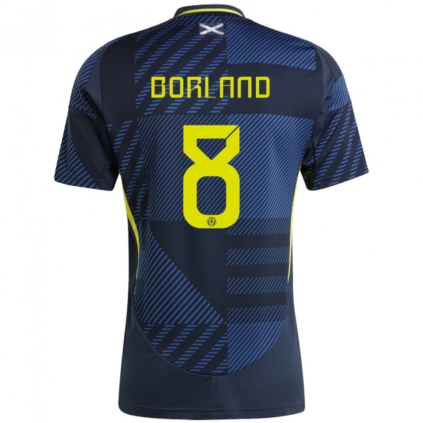 Uomo Maglia Scotland Aidan Borland #8 Blu Scuro Kit Gara Home 24-26 Maglietta