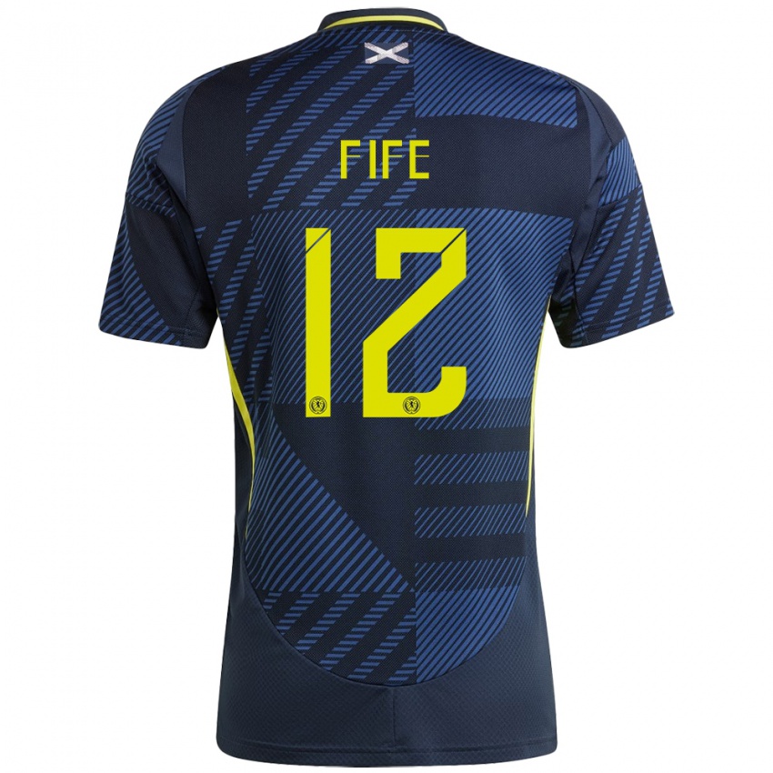 Uomo Maglia Scotland Jenna Fife #12 Blu Scuro Kit Gara Home 24-26 Maglietta