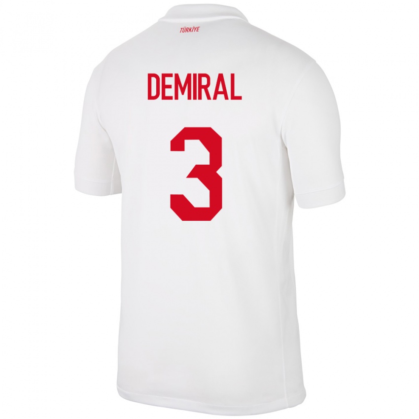 Uomo Maglia Turchia Merih Demiral #3 Bianco Kit Gara Home 24-26 Maglietta