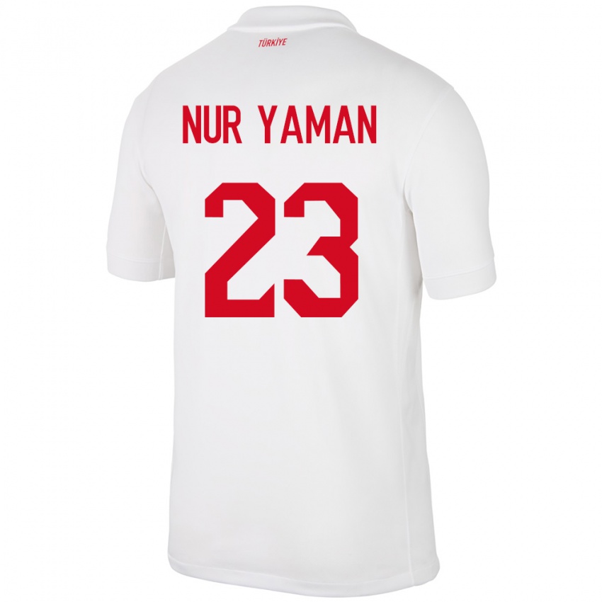 Uomo Maglia Turchia Gamze Nur Yaman #23 Bianco Kit Gara Home 24-26 Maglietta