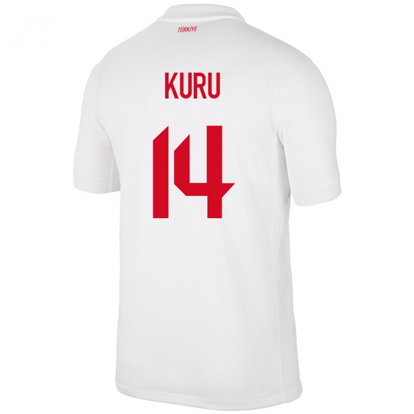 Uomo Maglia Turchia Büşra Kuru #14 Bianco Kit Gara Home 24-26 Maglietta