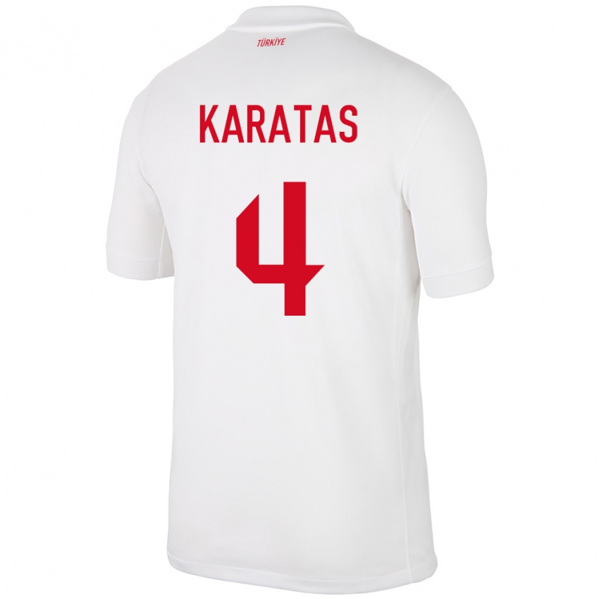 Uomo Maglia Turchia Eda Karataş #4 Bianco Kit Gara Home 24-26 Maglietta