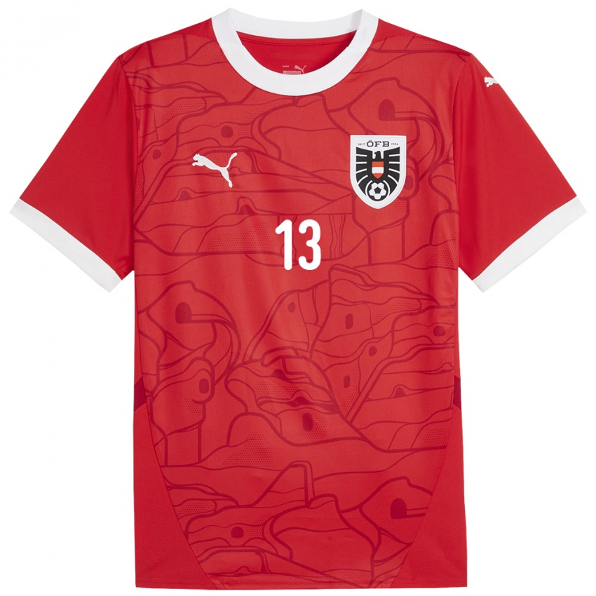 Uomo Maglia Austria Virginia Kirchberger #13 Rosso Kit Gara Home 24-26 Maglietta