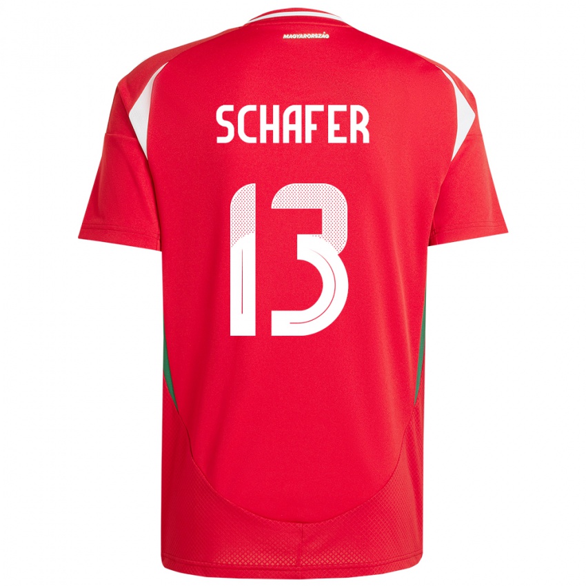 Uomo Maglia Ungheria András Schäfer #13 Rosso Kit Gara Home 24-26 Maglietta