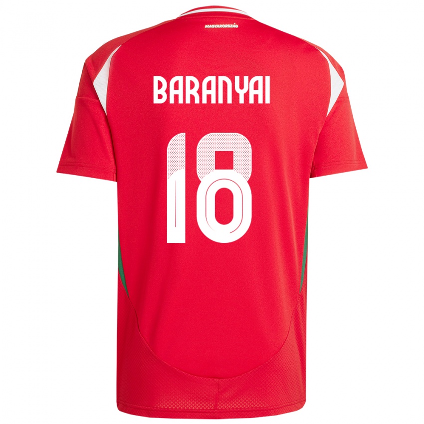 Uomo Maglia Ungheria Nimród Baranyai #18 Rosso Kit Gara Home 24-26 Maglietta