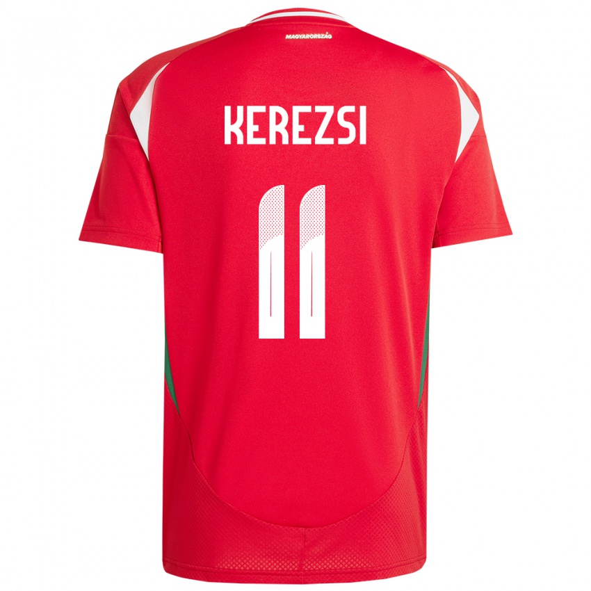 Uomo Maglia Ungheria Zalán Kerezsi #11 Rosso Kit Gara Home 24-26 Maglietta