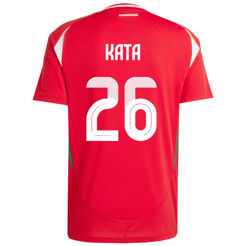 Uomo Maglia Ungheria Mihály Kata #26 Rosso Kit Gara Home 24-26 Maglietta