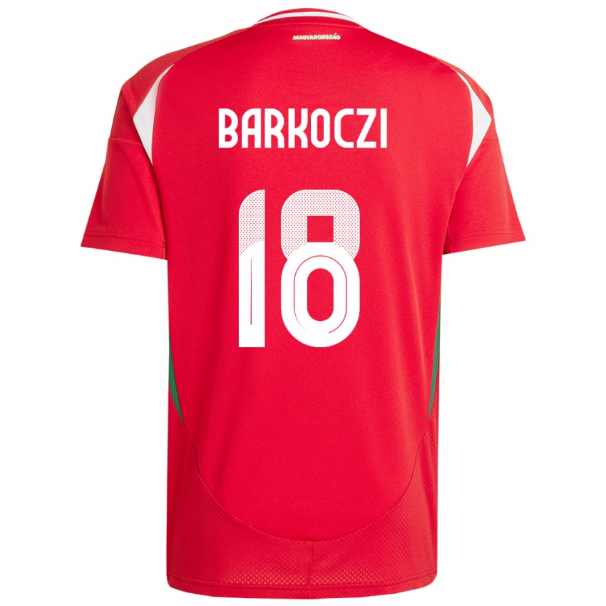 Uomo Maglia Ungheria Barnabás Barkóczi #18 Rosso Kit Gara Home 24-26 Maglietta