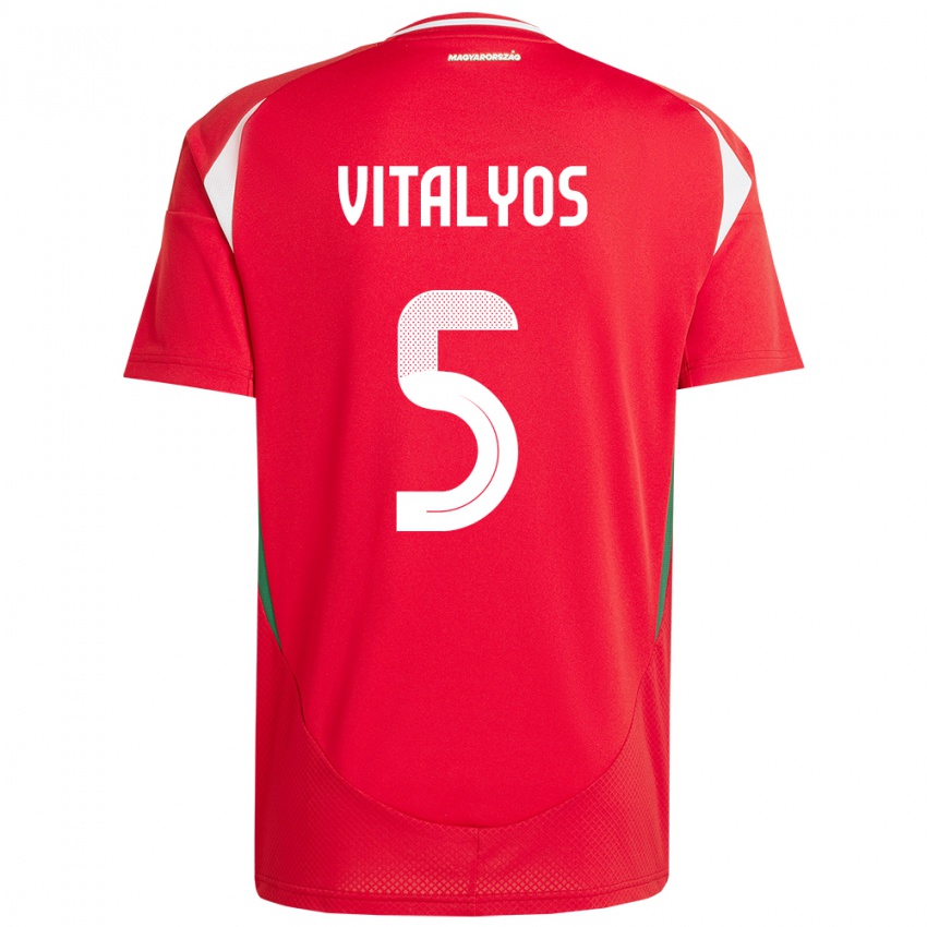 Uomo Maglia Ungheria Viktor Vitályos #5 Rosso Kit Gara Home 24-26 Maglietta