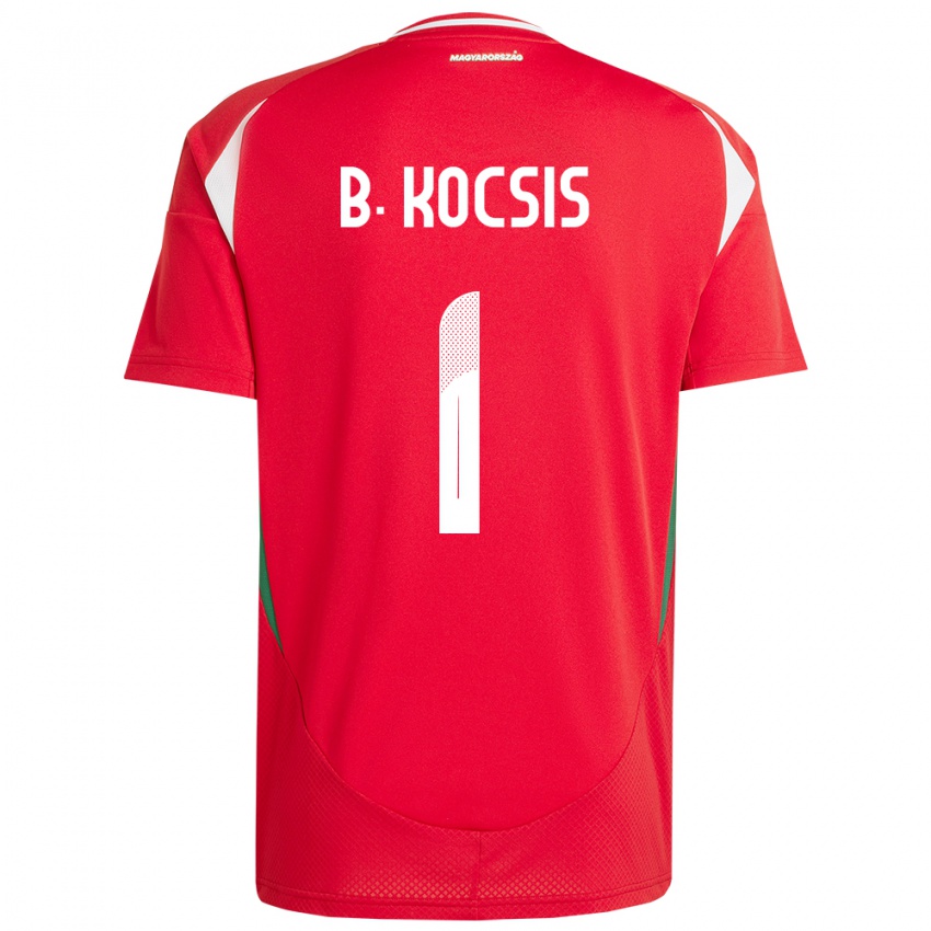 Uomo Maglia Ungheria Botond Kocsis #1 Rosso Kit Gara Home 24-26 Maglietta