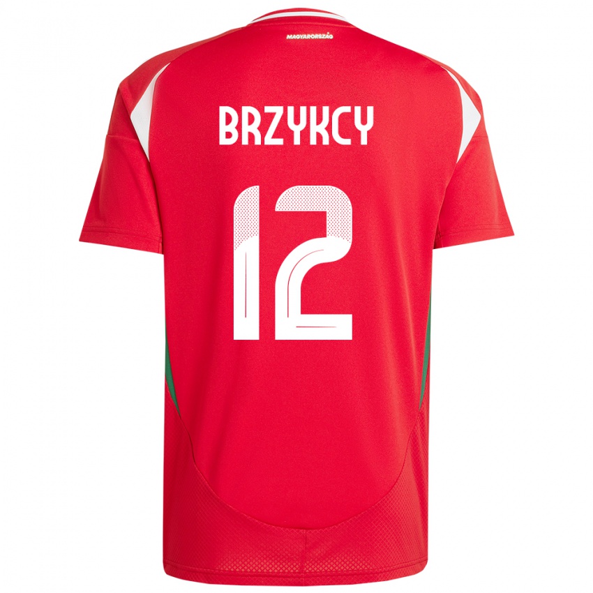 Uomo Maglia Ungheria Lauren Brzykcy #12 Rosso Kit Gara Home 24-26 Maglietta