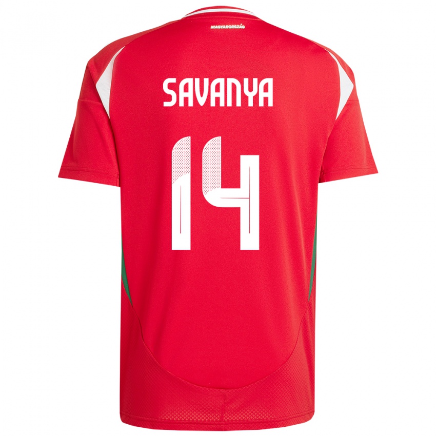 Uomo Maglia Ungheria Csilla Savanya #14 Rosso Kit Gara Home 24-26 Maglietta