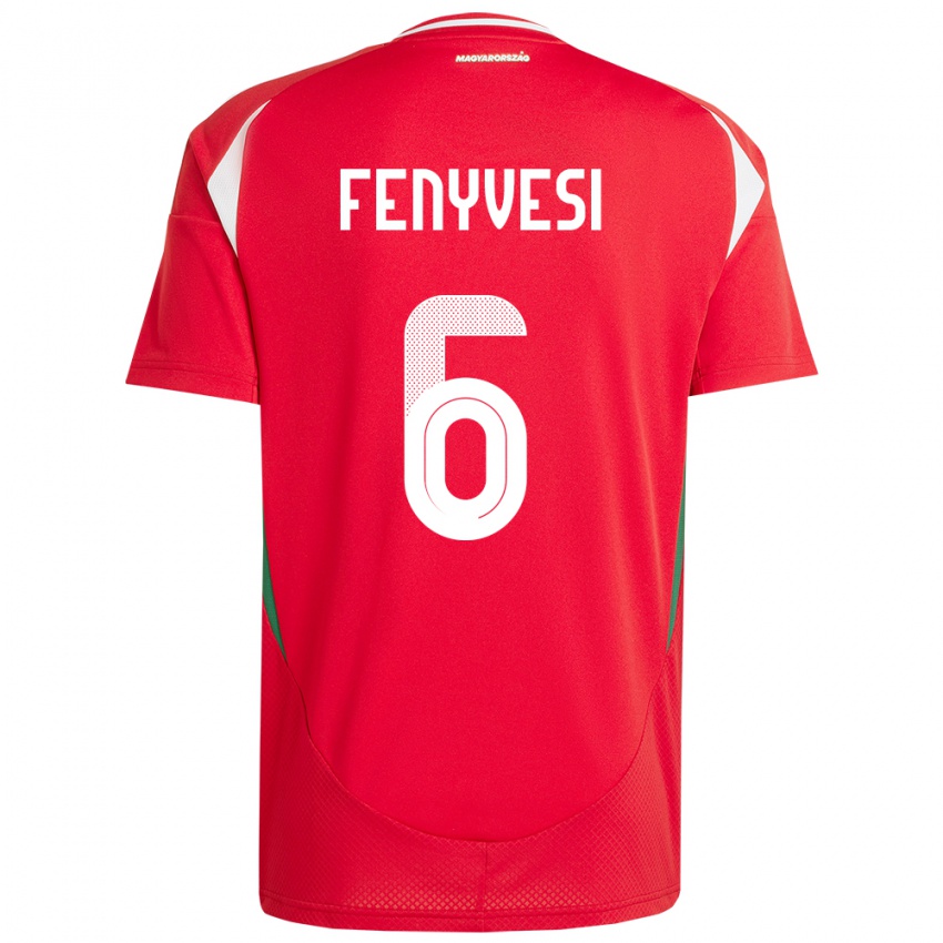 Uomo Maglia Ungheria Evelin Fenyvesi #6 Rosso Kit Gara Home 24-26 Maglietta