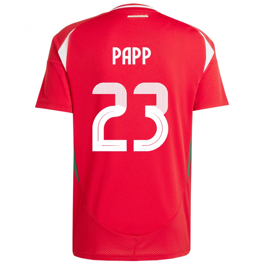 Uomo Maglia Ungheria Luca Papp #23 Rosso Kit Gara Home 24-26 Maglietta