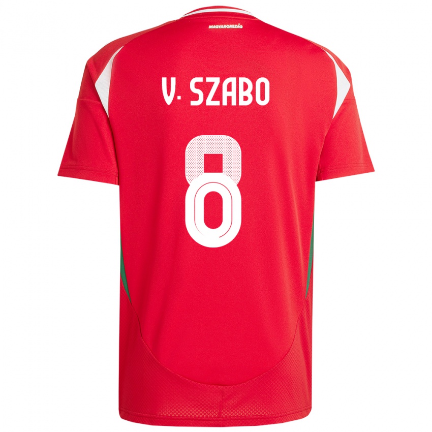 Uomo Maglia Ungheria Viktória Szabó #8 Rosso Kit Gara Home 24-26 Maglietta