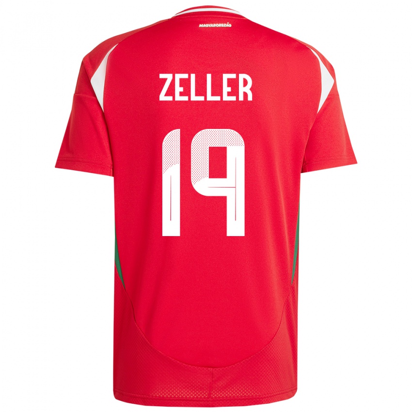 Uomo Maglia Ungheria Dóra Zeller #19 Rosso Kit Gara Home 24-26 Maglietta