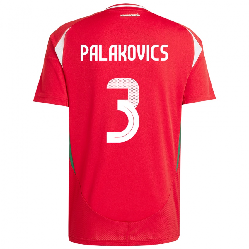 Uomo Maglia Ungheria Laura Palakovics #3 Rosso Kit Gara Home 24-26 Maglietta