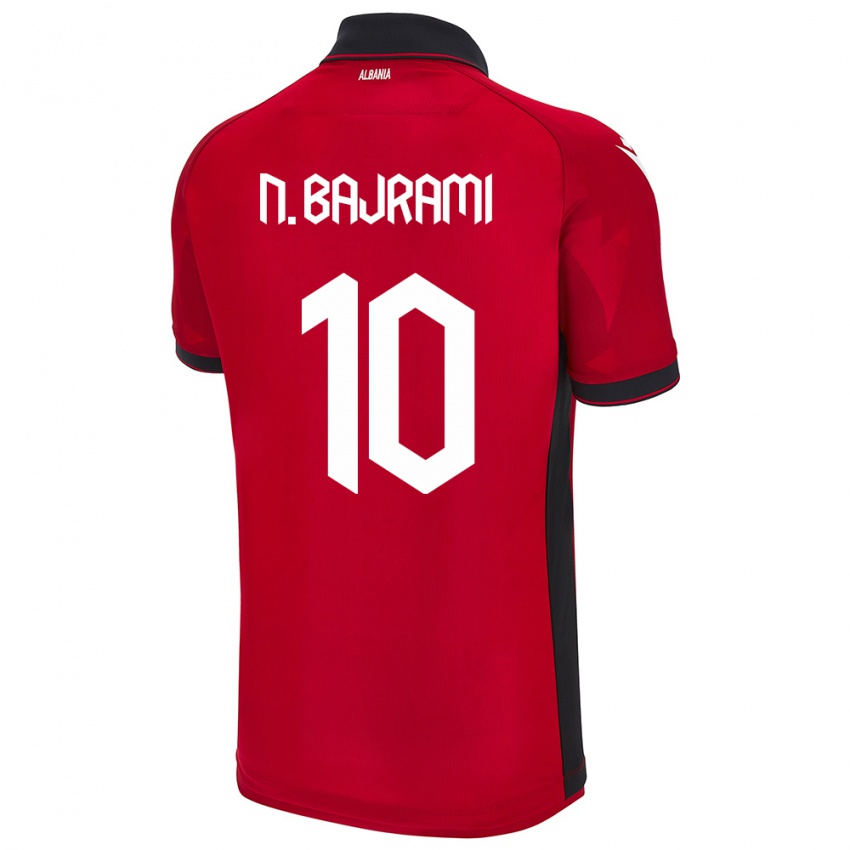 Uomo Maglia Albania Nedim Bajrami #10 Rosso Kit Gara Home 24-26 Maglietta