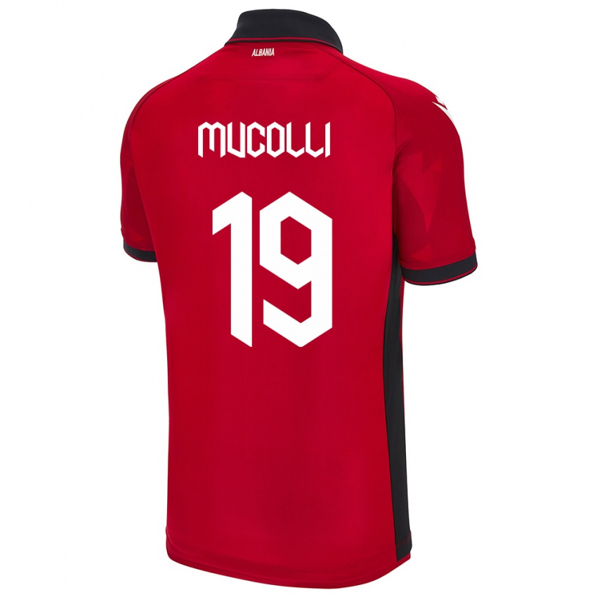 Uomo Maglia Albania Arbnor Mucolli #19 Rosso Kit Gara Home 24-26 Maglietta