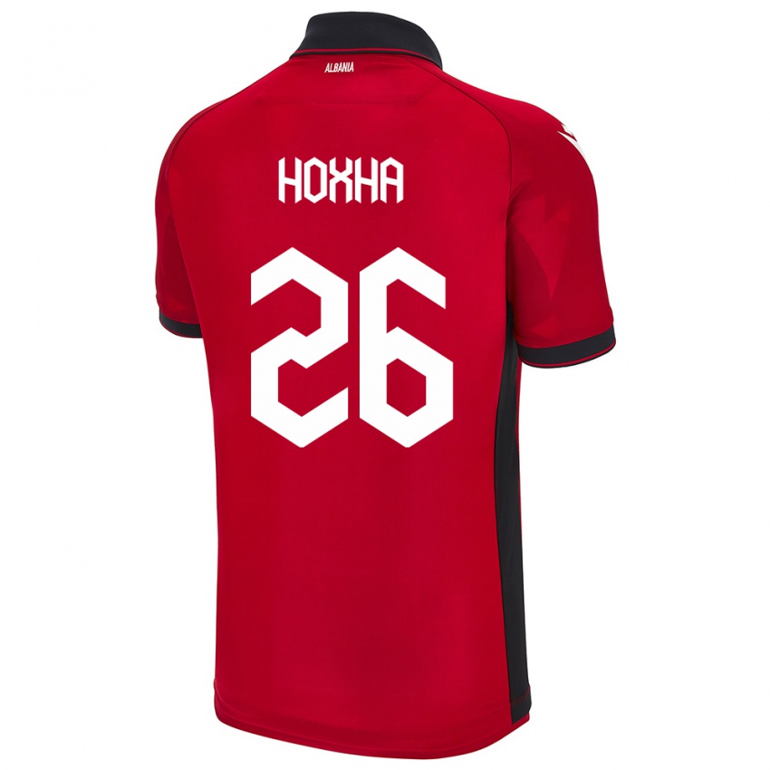 Uomo Maglia Albania Arbër Hoxha #26 Rosso Kit Gara Home 24-26 Maglietta