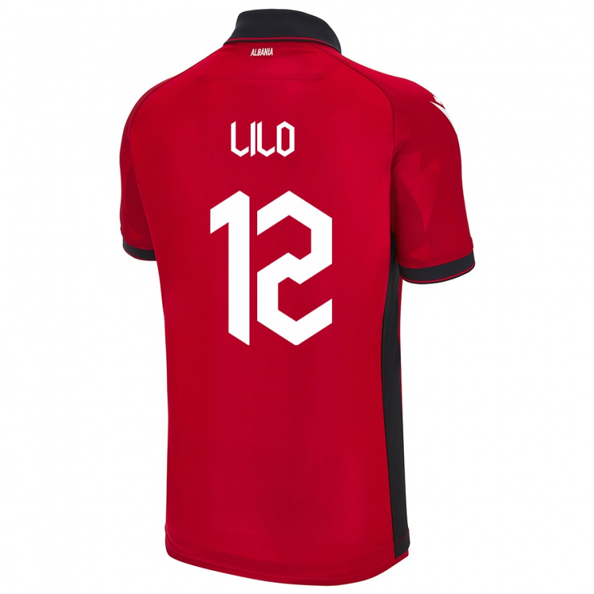 Uomo Maglia Albania Klidman Lilo #12 Rosso Kit Gara Home 24-26 Maglietta