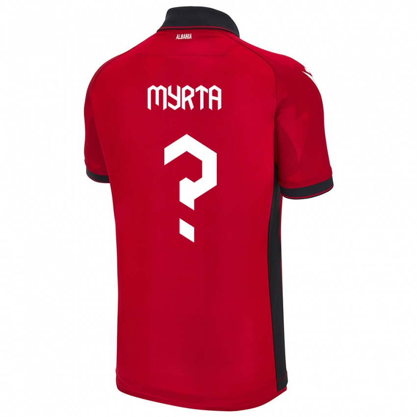 Uomo Maglia Albania Olsi Myrta #0 Rosso Kit Gara Home 24-26 Maglietta