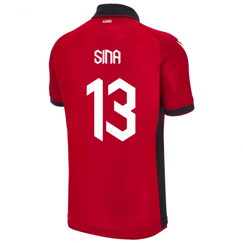 Uomo Maglia Albania Samuele Sina #13 Rosso Kit Gara Home 24-26 Maglietta