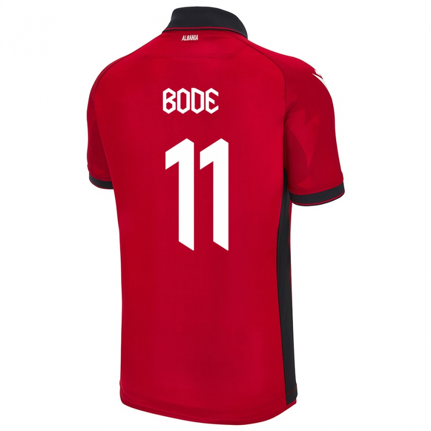 Uomo Maglia Albania Ersi Bode #11 Rosso Kit Gara Home 24-26 Maglietta