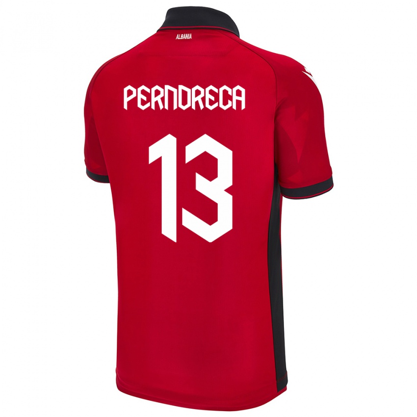 Uomo Maglia Albania Fabjan Perndreca #13 Rosso Kit Gara Home 24-26 Maglietta