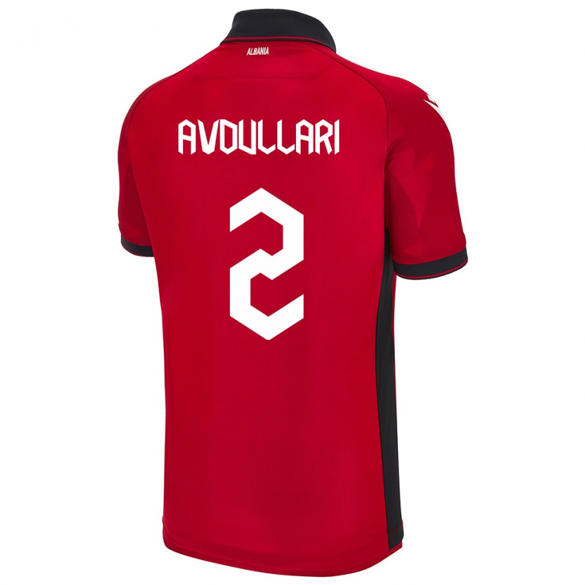 Uomo Maglia Albania Davide Avdullari #2 Rosso Kit Gara Home 24-26 Maglietta