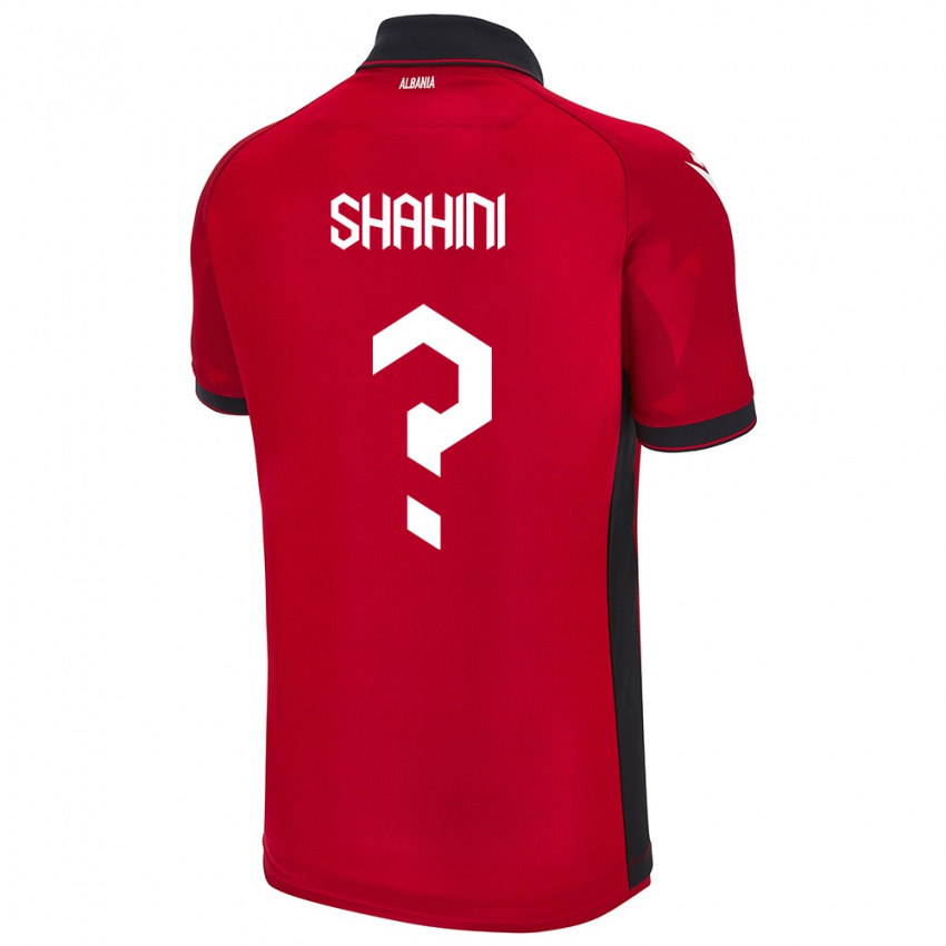 Uomo Maglia Albania Isti Shahini #0 Rosso Kit Gara Home 24-26 Maglietta