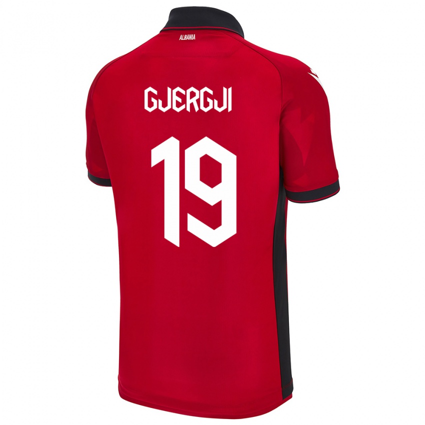 Uomo Maglia Albania Matilda Gjergji #19 Rosso Kit Gara Home 24-26 Maglietta