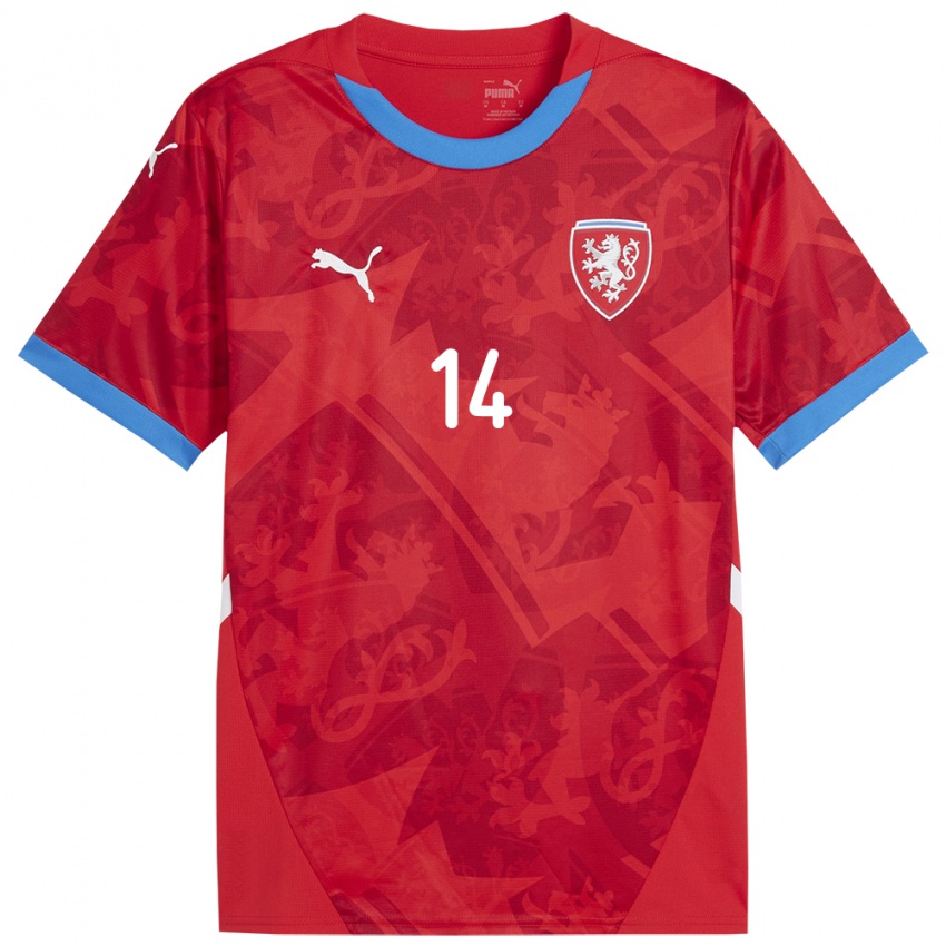 Uomo Maglia Cechia Ondrej Penxa #14 Rosso Kit Gara Home 24-26 Maglietta