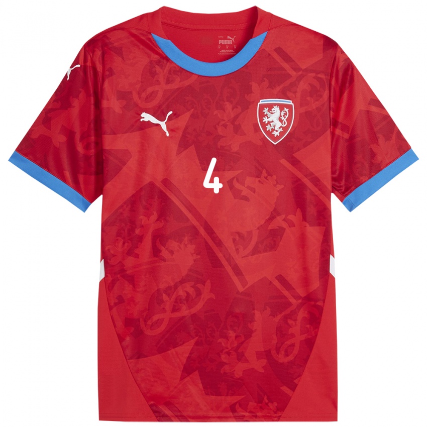 Uomo Maglia Cechia Jiri Micek #4 Rosso Kit Gara Home 24-26 Maglietta