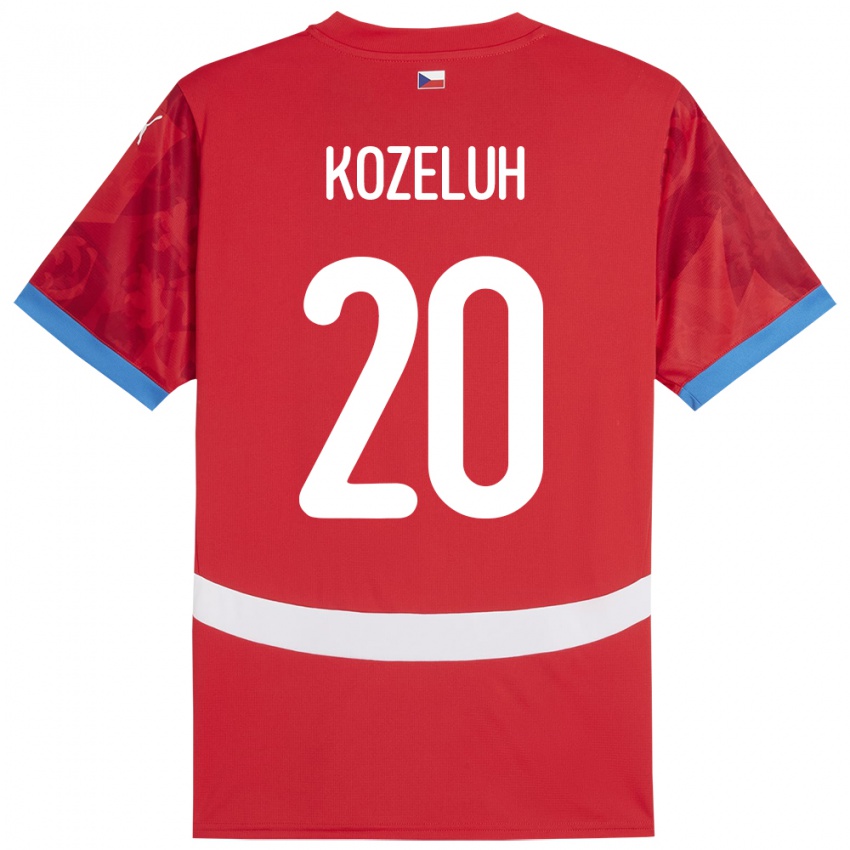 Uomo Maglia Cechia Josef Kozeluh #20 Rosso Kit Gara Home 24-26 Maglietta