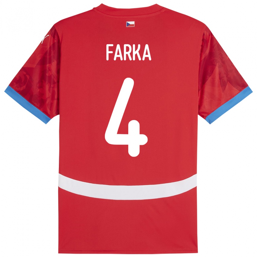 Uomo Maglia Cechia Dominik Farka #4 Rosso Kit Gara Home 24-26 Maglietta