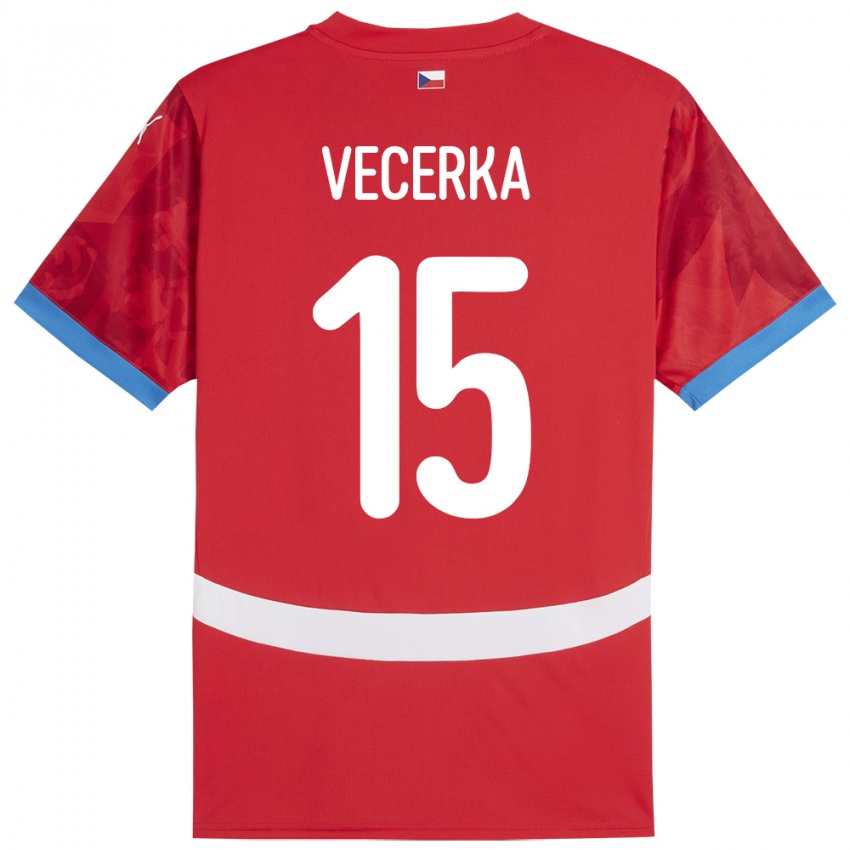 Uomo Maglia Cechia Dalibor Vecerka #15 Rosso Kit Gara Home 24-26 Maglietta