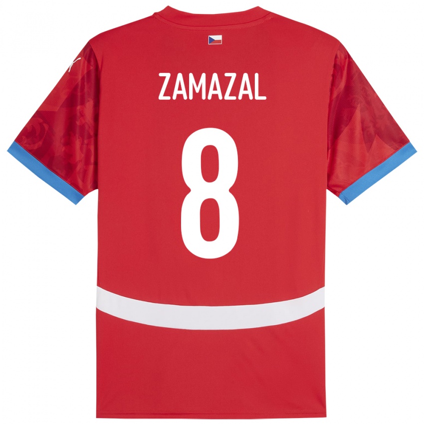 Uomo Maglia Cechia Denis Zamazal #8 Rosso Kit Gara Home 24-26 Maglietta