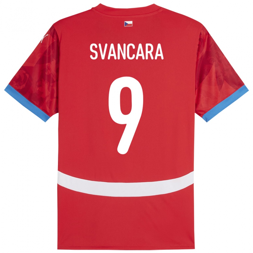 Uomo Maglia Cechia Daniel Svancara #9 Rosso Kit Gara Home 24-26 Maglietta